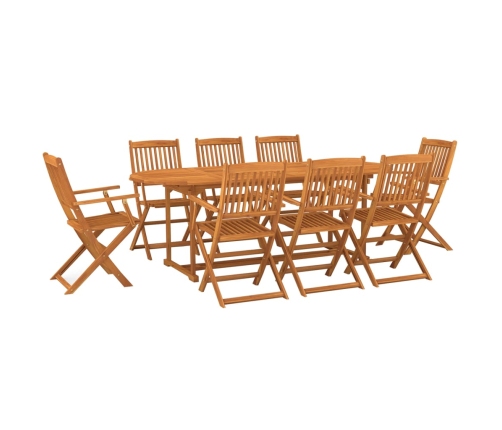 Set comedor de jardín 9 piezas madera maciza acacia 220x90x75cm