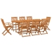 Set comedor de jardín 9 piezas madera maciza acacia 220x90x75cm