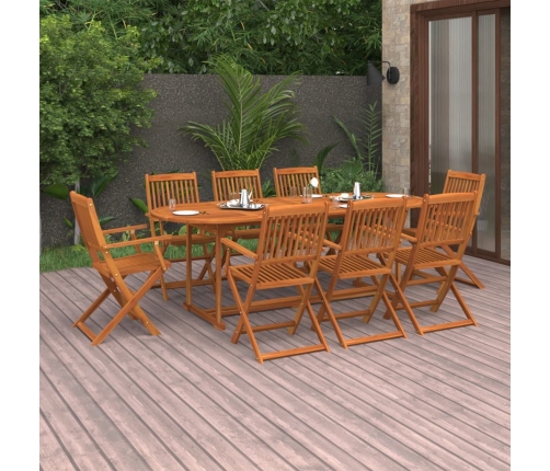 Set comedor de jardín 9 piezas madera maciza acacia 220x90x75cm