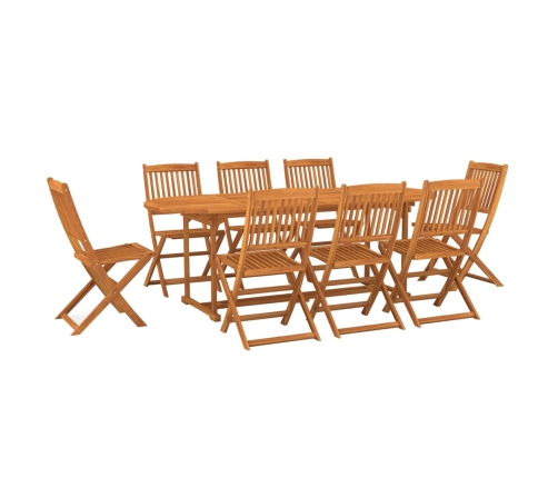 Set comedor de jardín 9 piezas madera maciza acacia 220x90x75cm