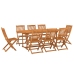 Set comedor de jardín 9 piezas madera maciza acacia 220x90x75cm