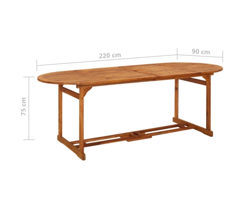 Set comedor de jardín 9 piezas madera maciza acacia 220x90x75cm