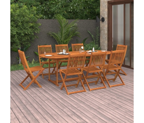 Set comedor de jardín 9 piezas madera maciza acacia 220x90x75cm