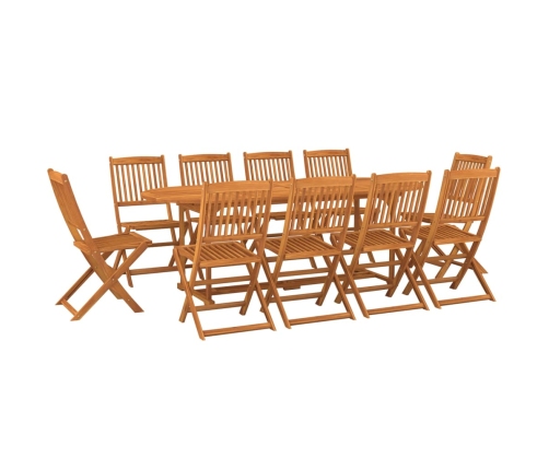 Set comedor de jardín 11piezas madera maciza acacia 220x90x75cm