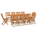 Set comedor de jardín 11piezas madera maciza acacia 220x90x75cm
