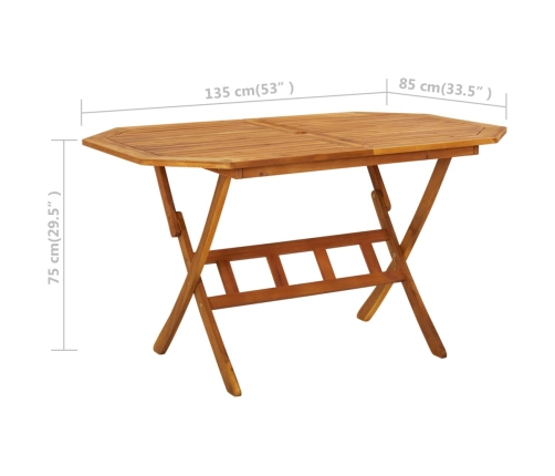 Juego de comedor de jardín 5 piezas madera maciza de acacia