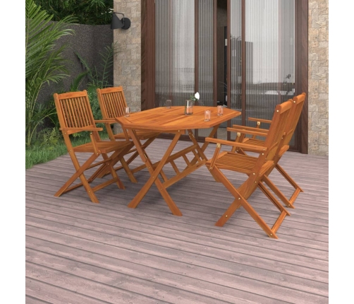 Juego de comedor de jardín 5 piezas madera maciza de acacia