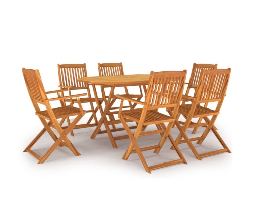 Set de comedor de jardín 7 piezas madera maciza de acacia