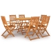 Set de comedor de jardín 7 piezas madera maciza de acacia