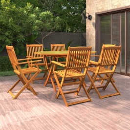 Set de comedor de jardín 7 piezas madera maciza de acacia