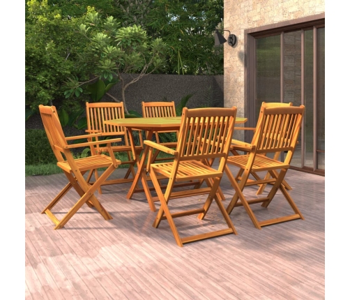 Set de comedor de jardín 7 piezas madera maciza de acacia