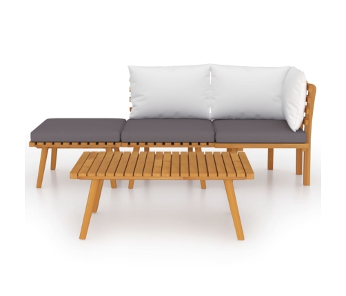 Muebles de jardín 4 piezas con cojines madera maciza de acacia