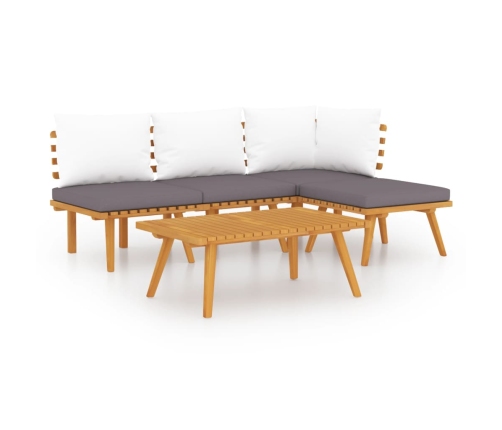 Muebles de jardín 5 piezas con cojines madera maciza de acacia