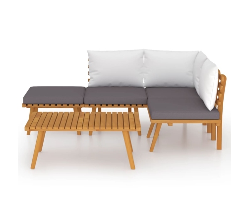 Muebles de jardín 5 piezas con cojines madera maciza de acacia