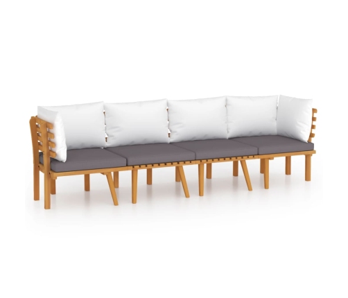 Muebles de jardín 4 piezas con cojines madera maciza de acacia