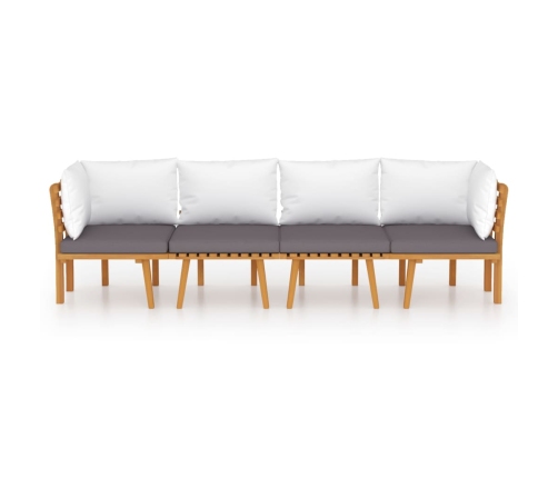 Muebles de jardín 4 piezas con cojines madera maciza de acacia