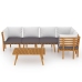 Muebles de jardín 6 piezas con cojines madera maciza de acacia