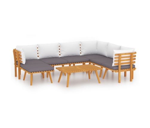 Muebles de jardín 8 piezas con cojines madera maciza de acacia