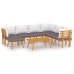 Muebles de jardín 8 piezas con cojines madera maciza de acacia