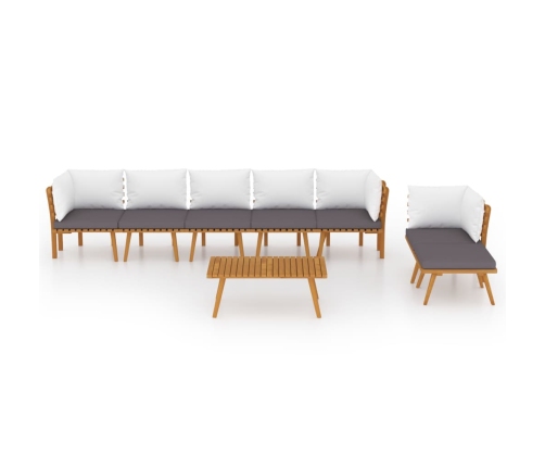 Muebles de jardín 8 piezas con cojines madera maciza de acacia