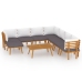 Juego muebles de jardín y cojines 9 pzas madera maciza acacia
