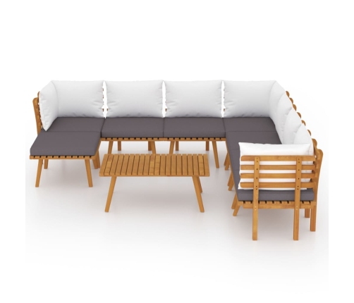 Juego muebles de jardín y cojines 9 pzas madera maciza acacia