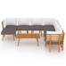 Juego muebles de jardín y cojines 9 pzas madera maciza acacia