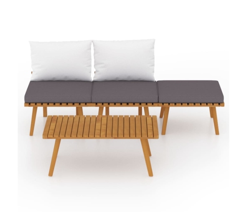 Muebles de jardín 4 piezas con cojines madera maciza de acacia