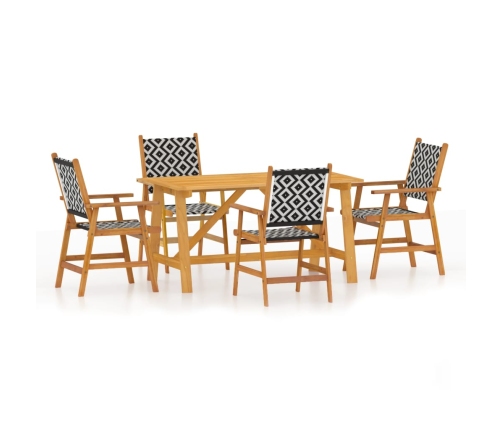 Juego de comedor de jardín 5 piezas madera maciza de acacia