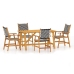 Juego de comedor de jardín 5 piezas madera maciza de acacia