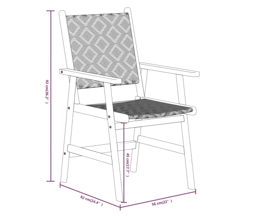 Juego de comedor de jardín 5 piezas madera maciza de acacia