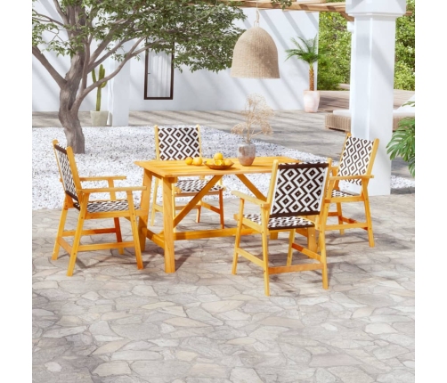 Juego de comedor de jardín 5 piezas madera maciza de acacia