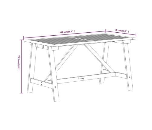 Juego de comedor para jardín 7 piezas madera maciza de acacia