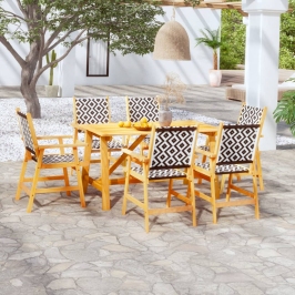 Juego de comedor para jardín 7 piezas madera maciza de acacia