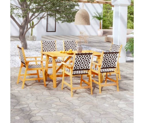 Juego de comedor para jardín 7 piezas madera maciza de acacia