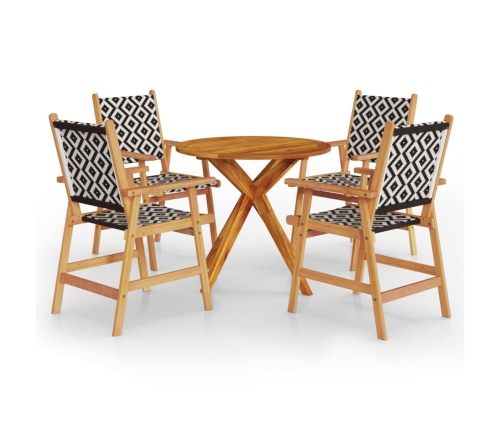 Juego de comedor de jardín 5 piezas madera maciza de acacia