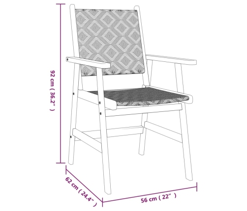 Juego de comedor de jardín 5 piezas madera maciza de acacia