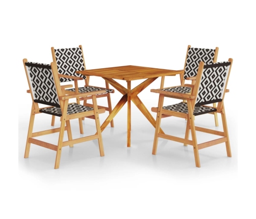 Juego de comedor de jardín 5 piezas madera maciza de acacia
