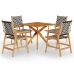 Juego de comedor de jardín 5 piezas madera maciza de acacia
