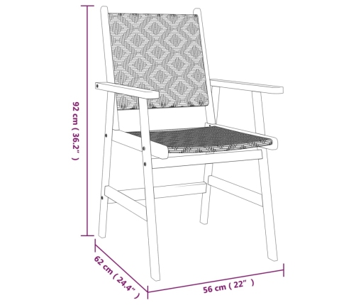 Juego de comedor de jardín 5 piezas madera maciza de acacia