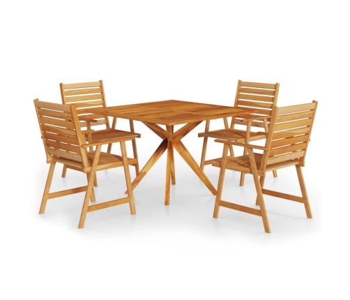 Juego de comedor de jardín 5 piezas madera maciza de acacia