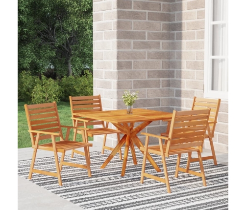 Juego de comedor de jardín 5 piezas madera maciza de acacia