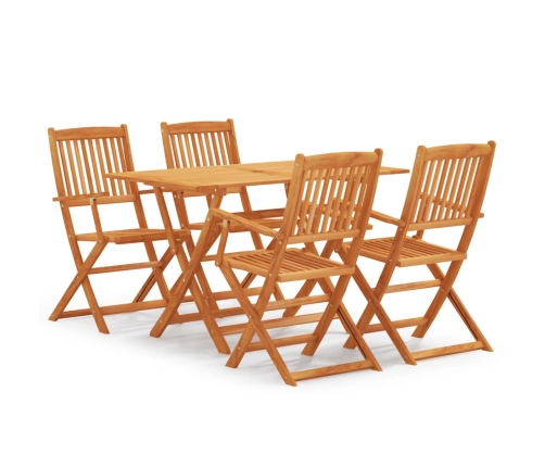 Set de comedor de jardín plegable 5 pzas madera eucalipto