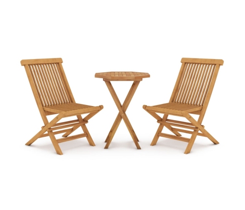 Juego de comedor para jardín 3 piezas madera maciza de teca