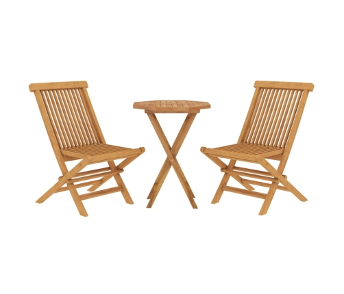 Juego de comedor para jardín 3 piezas madera maciza de teca
