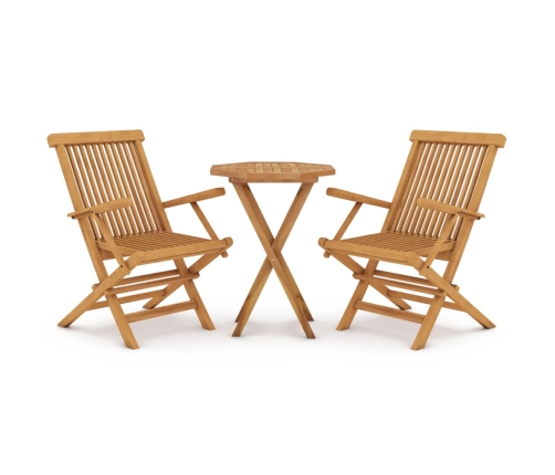 Juego de comedor para jardín 3 piezas madera maciza de teca