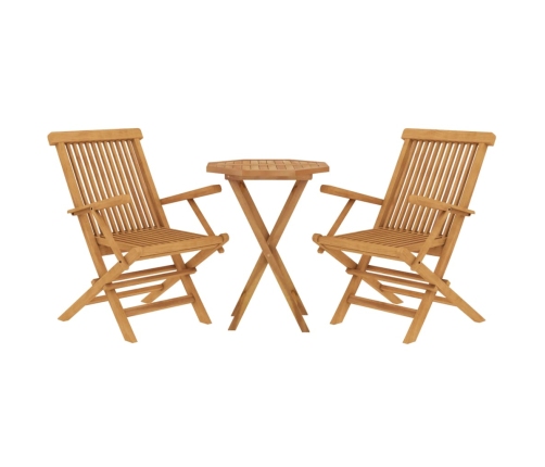 Juego de comedor para jardín 3 piezas madera maciza de teca