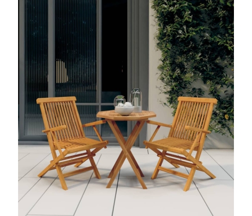 Juego de comedor para jardín 3 piezas madera maciza de teca