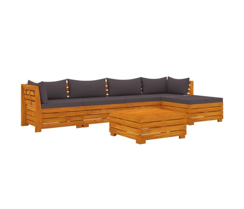 Muebles de jardín 6 piezas con cojines madera maciza de acacia