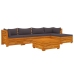 Muebles de jardín 6 piezas con cojines madera maciza de acacia
